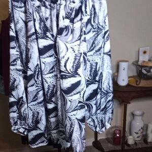 Lane Bryant Black and White Patterned Midi Skirt